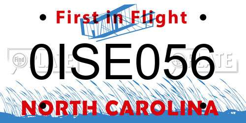0ISE056 North Carolina License Plate