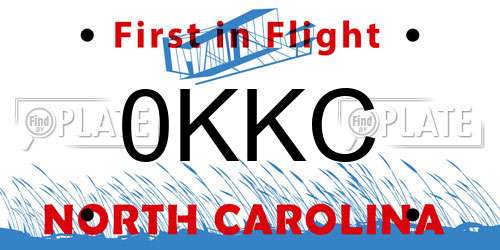 0KKC North Carolina License Plate