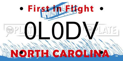 0L0DV North Carolina License Plate