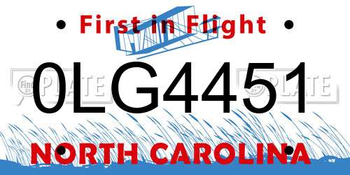 0LG4451 North Carolina License Plate