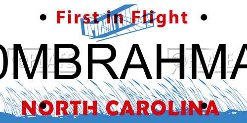 0MBRAHMA North Carolina License Plate