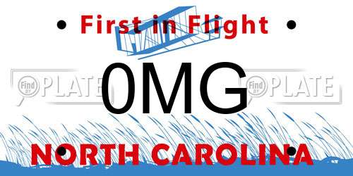 0MG North Carolina License Plate