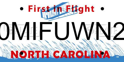 0MIFUWN2 North Carolina License Plate