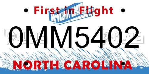 0MM5402 North Carolina License Plate
