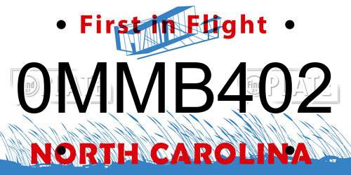 0MMB402 North Carolina License Plate