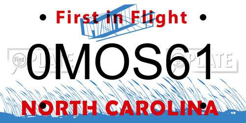 0MOS61 North Carolina License Plate