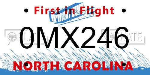 0MX246 North Carolina License Plate