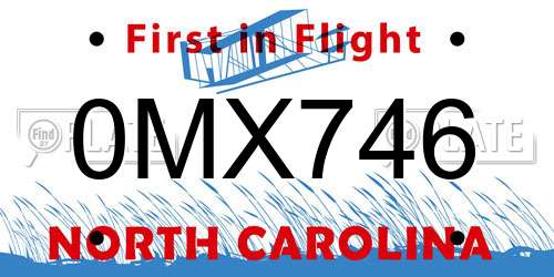 0MX746 North Carolina License Plate