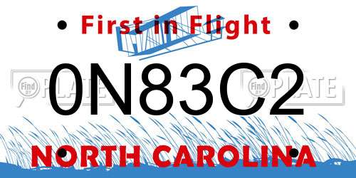 0N83C2 North Carolina License Plate