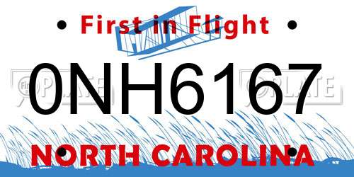 0NH6167 North Carolina License Plate
