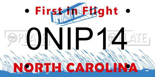 0NIP14 North Carolina License Plate