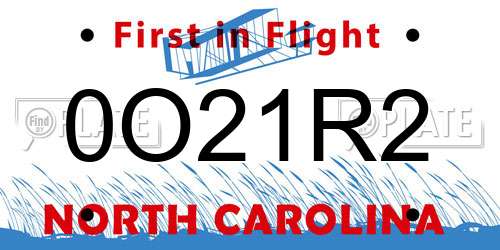 0O21R2 North Carolina License Plate