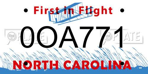 0OA771 North Carolina License Plate