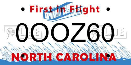 0OOZ60 North Carolina License Plate