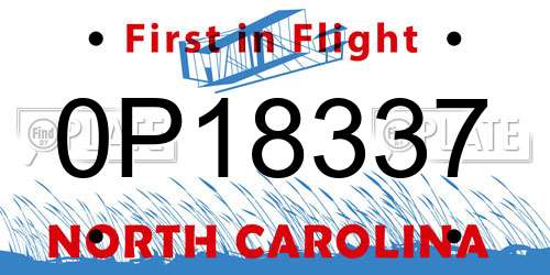 0P18337 North Carolina License Plate