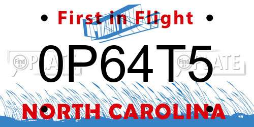 0P64T5 North Carolina License Plate