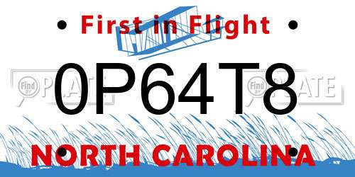 0P64T8 North Carolina License Plate