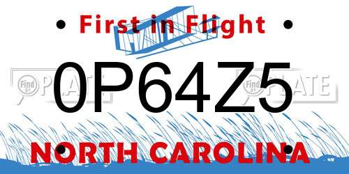 0P64Z5 North Carolina License Plate