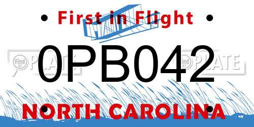 0PB042 North Carolina License Plate