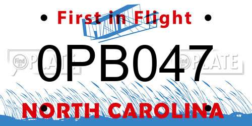 0PB047 North Carolina License Plate