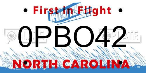 0PBO42 North Carolina License Plate