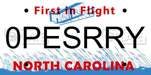 0PESRRY North Carolina License Plate