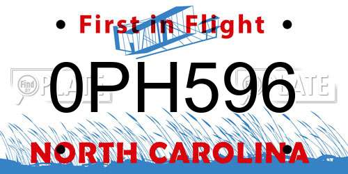 0PH596 North Carolina License Plate