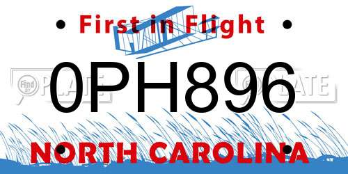 0PH896 North Carolina License Plate