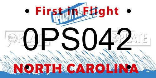 0PS042 North Carolina License Plate