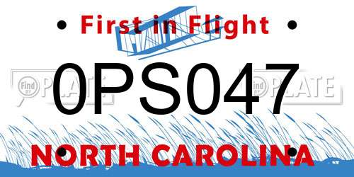 0PS047 North Carolina License Plate