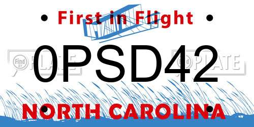 0PSD42 North Carolina License Plate