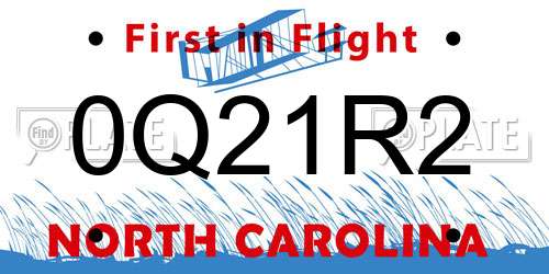 0Q21R2 North Carolina License Plate