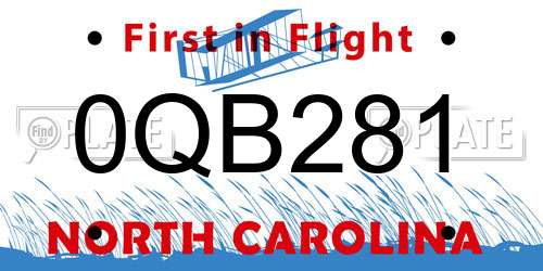 0QB281 North Carolina License Plate