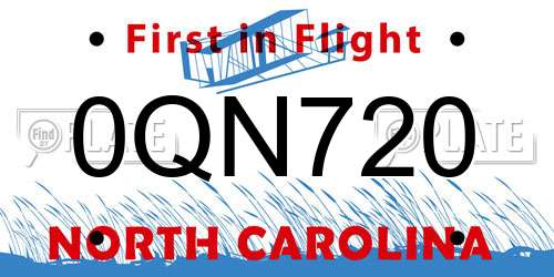 0QN720 North Carolina License Plate