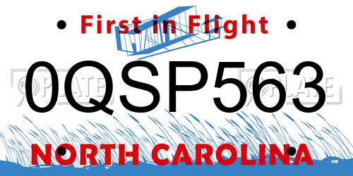 0QSP563 North Carolina License Plate