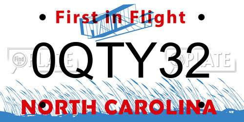 0QTY32 North Carolina License Plate