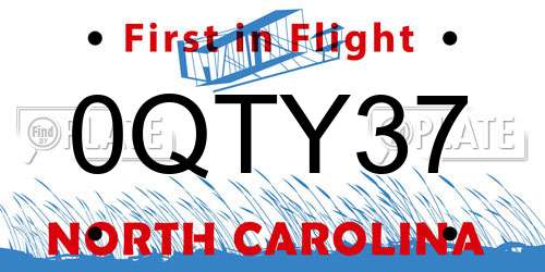 0QTY37 North Carolina License Plate