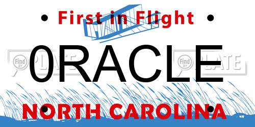 0RACLE North Carolina License Plate