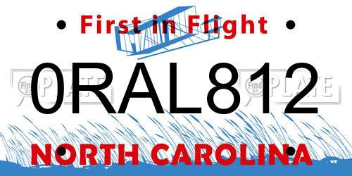 0RAL812 North Carolina License Plate