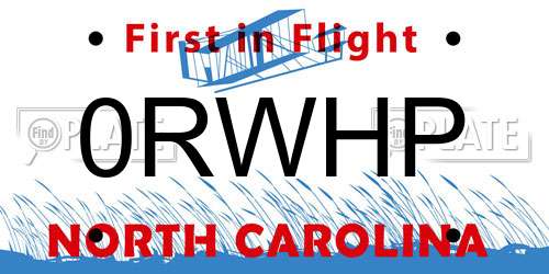 0RWHP North Carolina License Plate