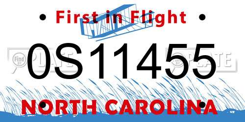 0S11455 North Carolina License Plate