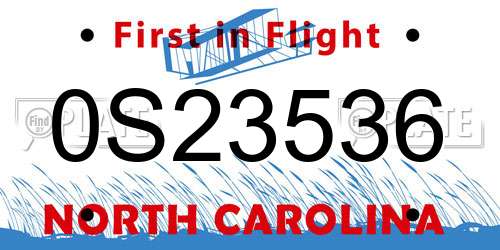 0S23536 North Carolina License Plate