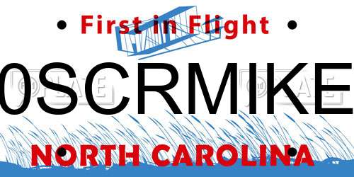 0SCRMIKE North Carolina License Plate