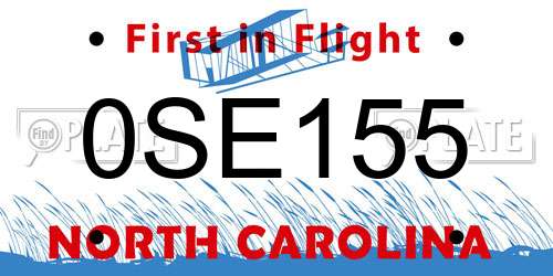 0SE155 North Carolina License Plate