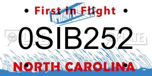 0SIB252 North Carolina License Plate