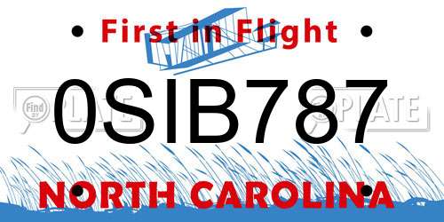 0SIB787 North Carolina License Plate