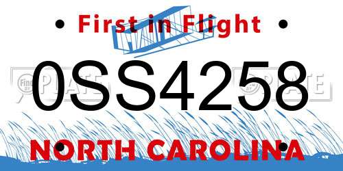 0SS4258 North Carolina License Plate