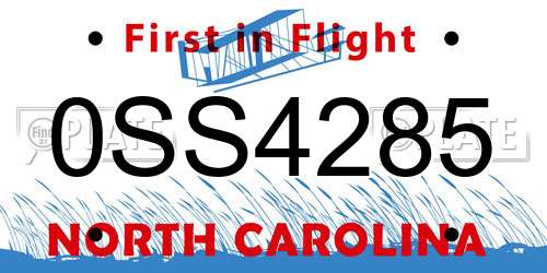 0SS4285 North Carolina License Plate