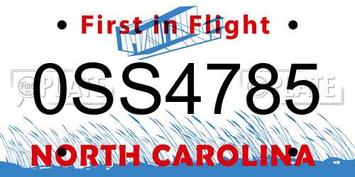0SS4785 North Carolina License Plate