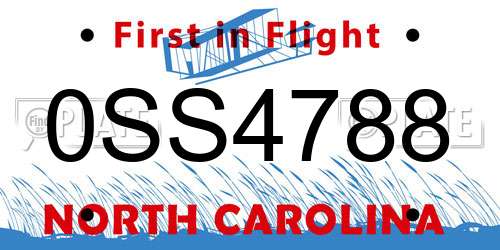 0SS4788 North Carolina License Plate